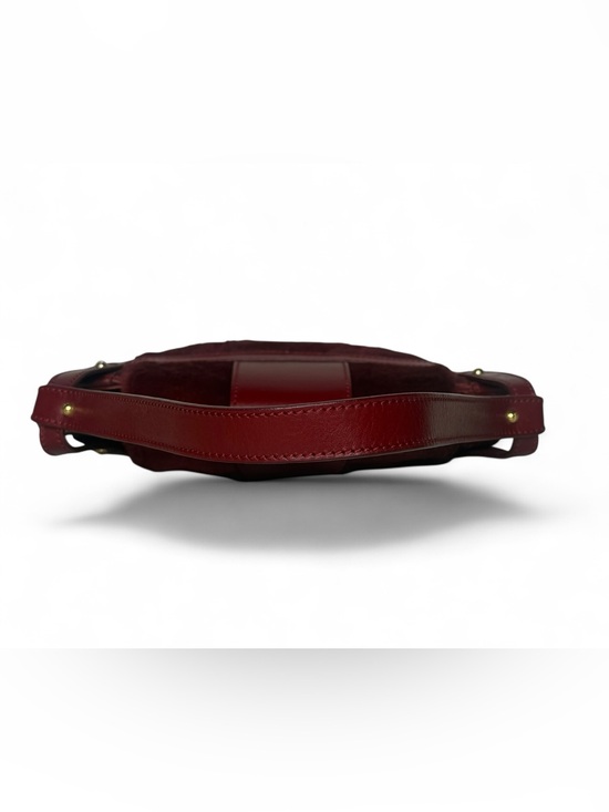 Fendi Mink and Leather Burgundy Shoulder Bag with Gold Hardware.
